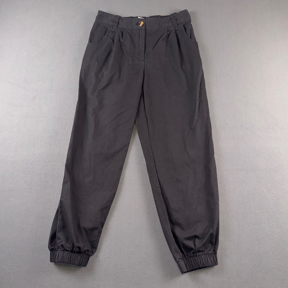 Halara Black 100% Cotton Pleated High Waisted Jogger Pants Womens Small Tall